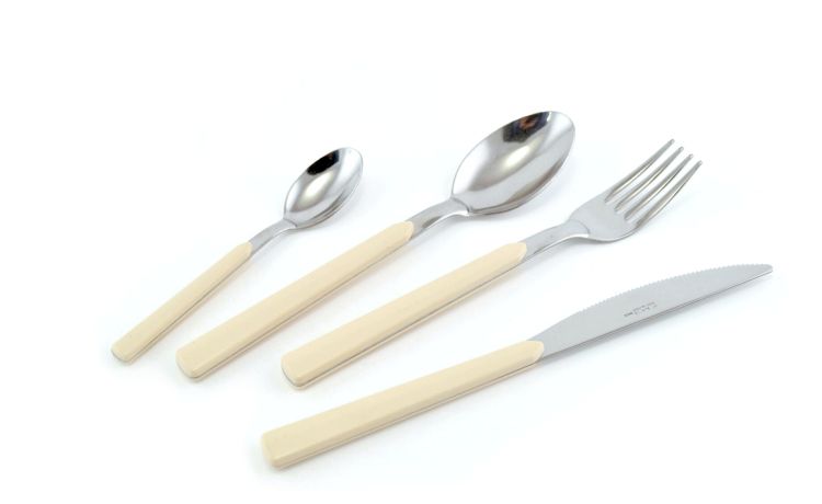 Eme Fast servizio 24 posate avorio in acciaio- -Beige-Acciaio