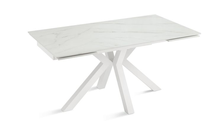 Petra tavolo allungabile bianco/marmo bianco opaco--Bianco-Pietra-74 cmx160 cm