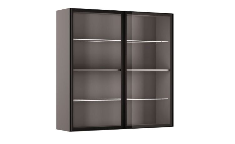 Gilda pensile titanio 2 ante vetro fumè- -Grigio-Pannello-120 cmx120 cm