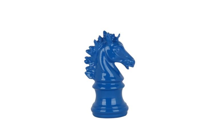 Scacco Cavallo oggetto decorativo blu H15 cm