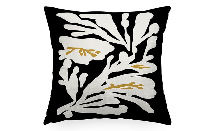 Moma cuscino motivo fiore bianco e nero 48x48 cm