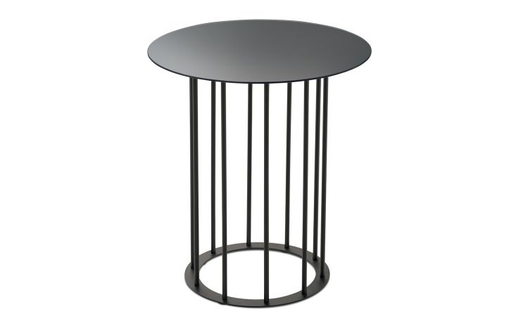 Chic tavolino rotondo Ø 45 metallo nero e piano grigio--Grigio-Metallo-50 cmx45 cm