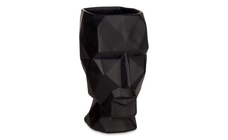 Viso 3D vaso in poliresina nero H24 cm--Nero-Poliresina-24