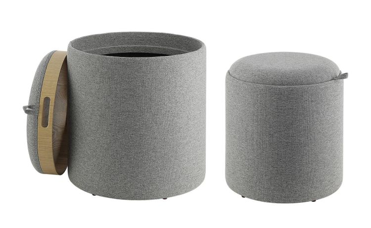 Mashike Set 2 sgabelli in legno grigio Ø39x44 cm--Grigio-Legno
