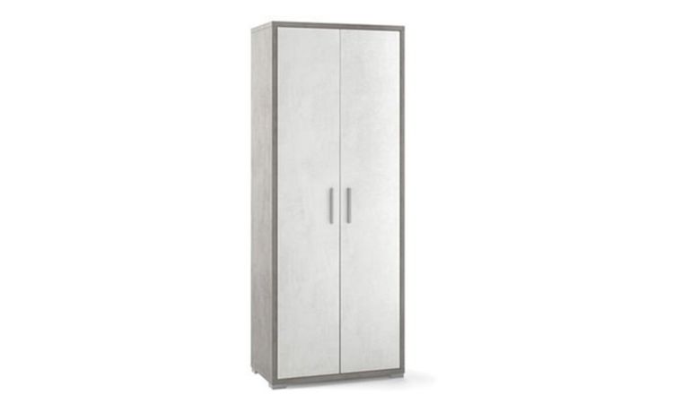 Think mobile ufficio 2 ante in cemento e ossido bianco -Misure L71 x P41 x H182  cm-Bianco-Melaminico-182 cmx71 cm
