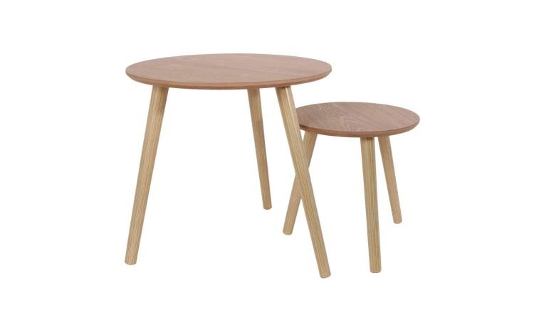 Wood set due tavolini tondi in legno