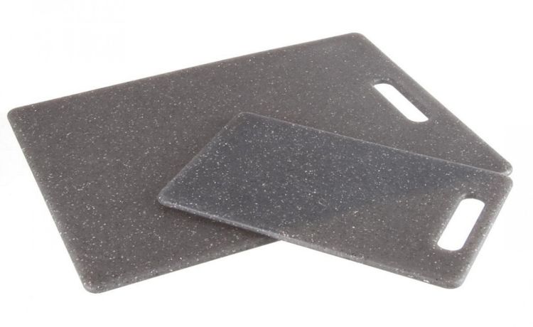 Set 2 taglieri effetto pietra antracite- -Antracite-Plastica