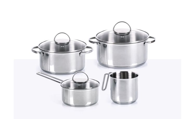 Allegro batteria 7 pezzi per induzione-Fondo adatto a induzione-Grigio-Acciaio inox