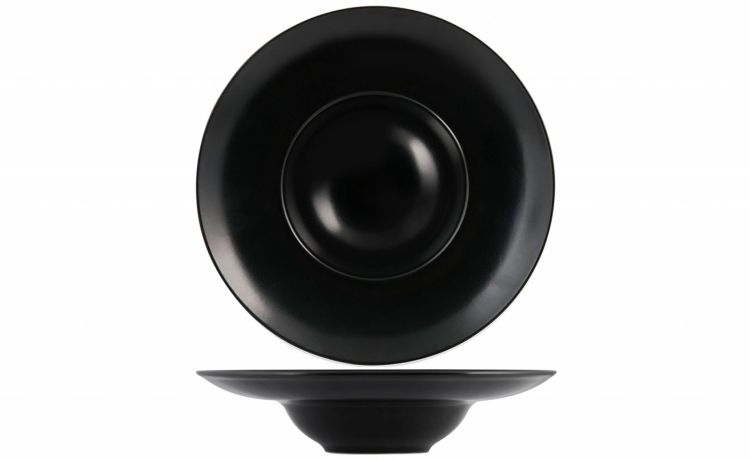 Denver piatto fondo in gres nero Ø28 cm- -Nero-Gres