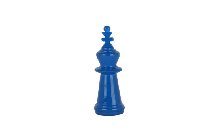 Scacco Re oggetto decorativo blu H15 cm- -Blu-Resina