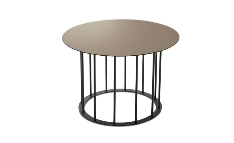 Chic tavolino rotondo Ø 60 metallo nero e piano bronzo--Bronzo-Metallo-40 cmx60 cm