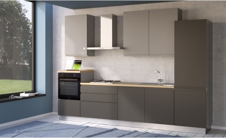 Iris cucina 330 cm colore grigio scuro e grigio chiaro-3 elettrodomestici--Melaminico