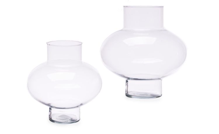 Vaso sfera piatta in vetro trasparente--Trasparente-Vetro