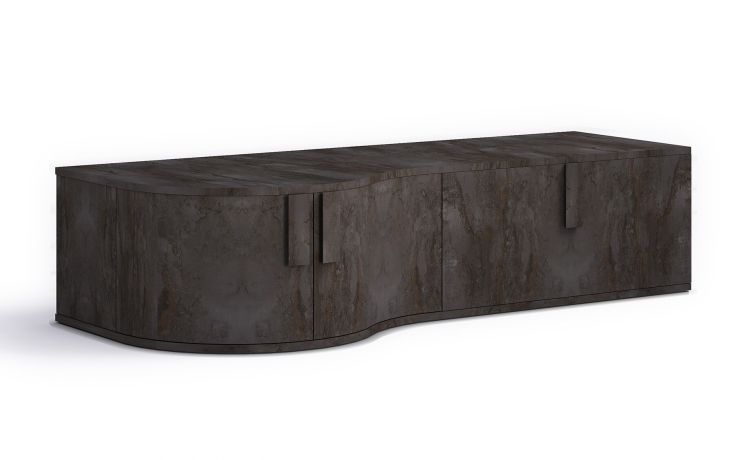 Lisbona porta TV sagomato colore grigio--Grigio-Pannello-43 cmx180 cm