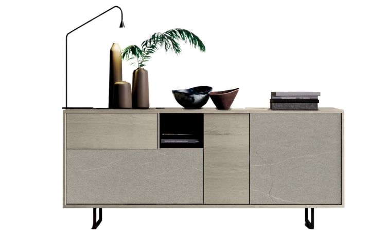 Perugia madia colore rovere sbiancato e graniglia chiara-4 ante-Legno chiaro-Pannello ecologico-79 cmx183 cm