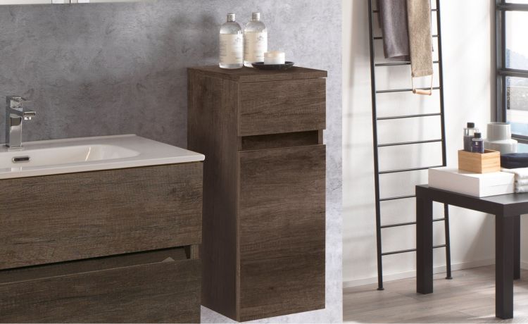 Casual base laterale per bagno rovere scuro-color rovere scuro-Legno scuro-Pannello-72 cmx30 cm