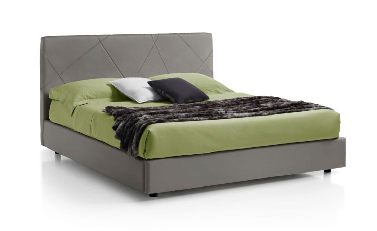 Tom letto matrimoniale contenitore comfort antracite-In similpelle