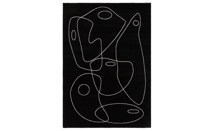 Snow tappeto nero moderno 200x290 cm- -Nero-Polipropilene-290 cmx200 cm