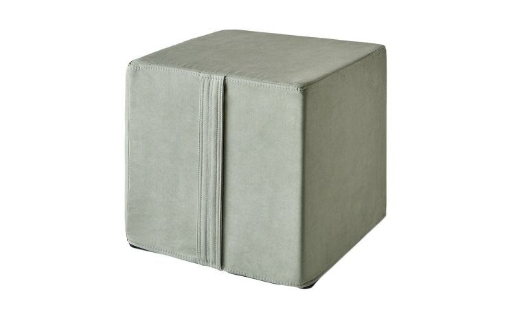 Cubo pouf antarex lux verde salvia con maniglia laterale---Poliestere-39 cmx39 cm