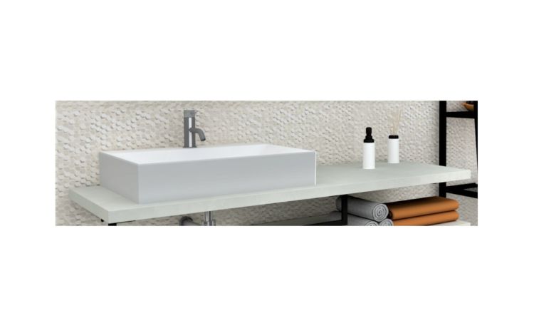 Zen top con lavabo in ceramica in appoggio--Cemento-Pannello-4 cmx140 cm
