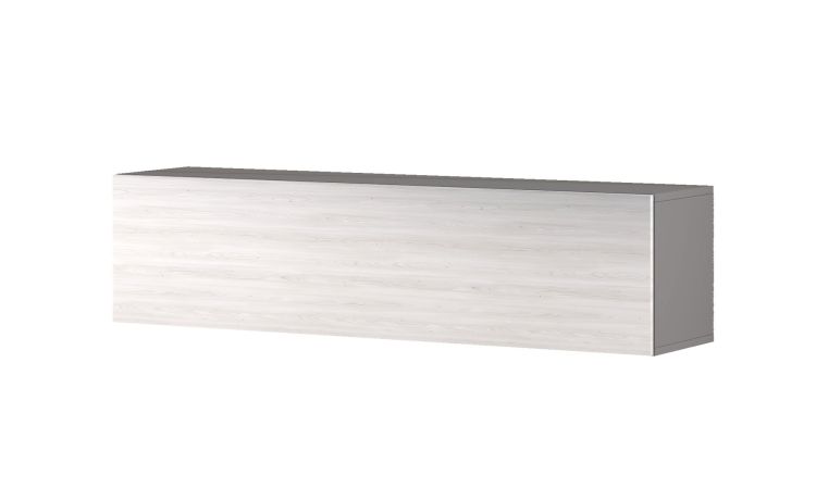 Gilda pensile 1 anta a ribalta frassino ghiaccio L140 cm-Struttura colore grigio chiaro-Legno bianco-Pannello-36 cmx140 cm