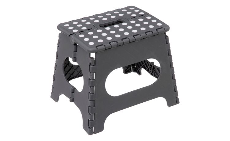 Sgabello pieghevole grigio h33 cm--Grigio-Polipropilene-33 cmx27 cm