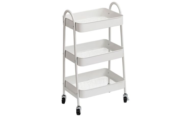 Metal Bath carrello 3 ripiani in metallo bianco- -Bianco-Metallo-79 cmx43