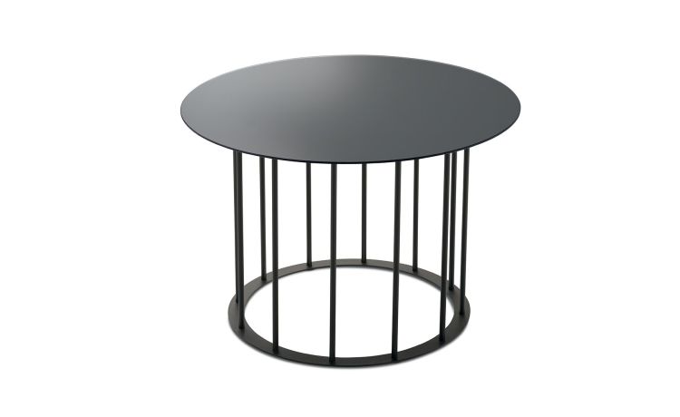 Chic tavolino rotondo Ø 60 metallo nero e piano grigio--Grigio-Metallo-40 cmx60 cm
