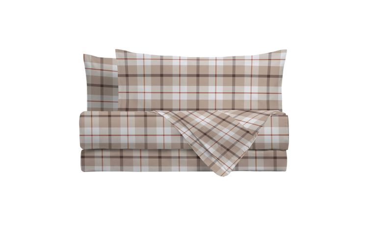 Chardonnay copripiumino matrimoniale tartan ruggine--Multicolore-100% Cotone-Matrimoniale