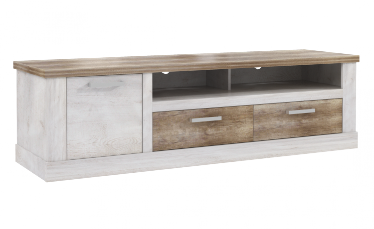 Volterra porta TV in laminato bianco e rovere
