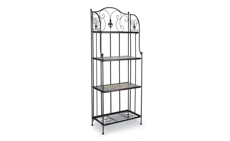 Ginger scaffale rettangolare in ferro con mosaico-4 ripiani 
-Nero-Metallo-140 cmx55 cm
