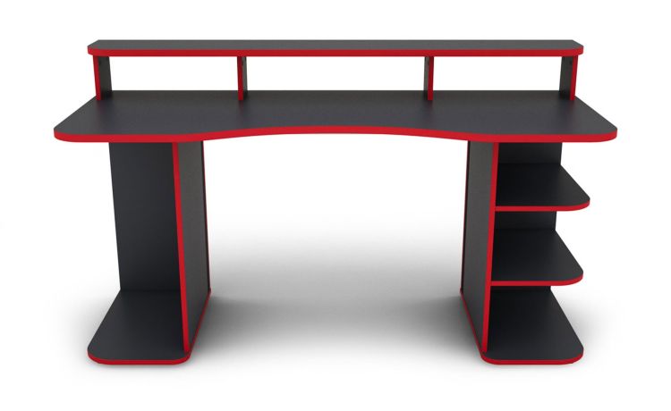 Play scrivania colore grigio e rosso-Misure L 160 X P 65 X H 93 cm-Grigio-Pannello-93 cmx160 cm