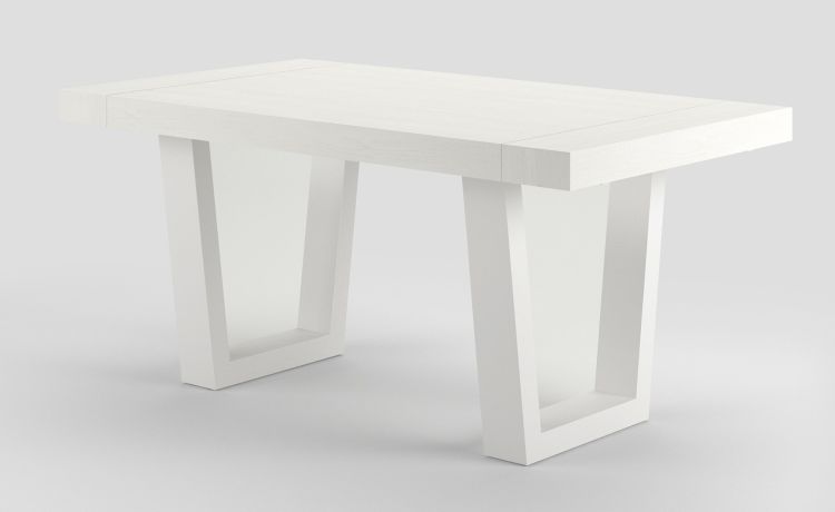 Dual tavolo in pannello nobilitato colore bianco frassino L140/220 cm-Le braccia di allungamento in legno di faggio-Bianco-Nobilitato-76 cmx140 cm