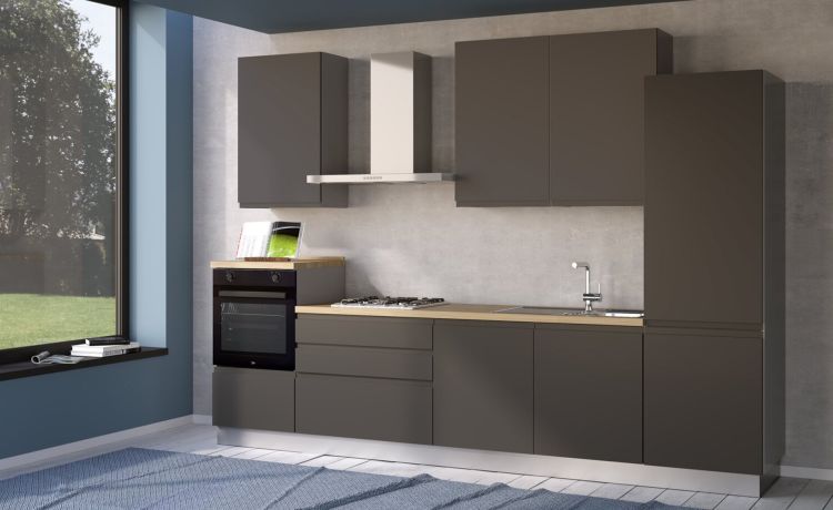 Iris cucina 330 cm colore grigio scuro-3 elettrodomestici--Melaminico
