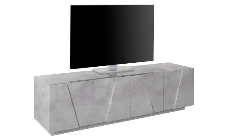 Cross porta tv 4 ante in pannello nobilitato cemento--Grigio chiaro-Pannello-46 cmx162.4 cm