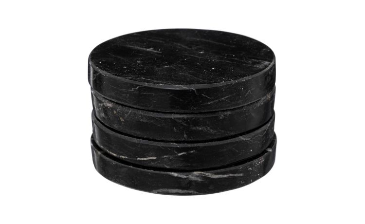 Set 4 sottobicchieri in marmo nero Ø10 cm--Nero-Marmo