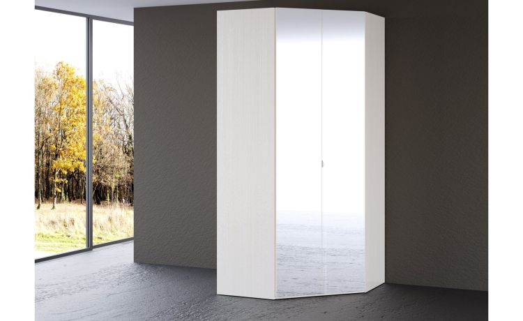 Mia cabina armadio 2 ante con specchi bianco frassino--Bianco-Nobilitato-238 cmx111 cm