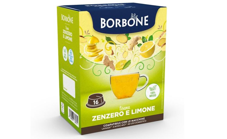 Borbone Tisana Zenzero e Limone-16 capsule compatibili con macchine a marchio Lavazza A Modo Mio