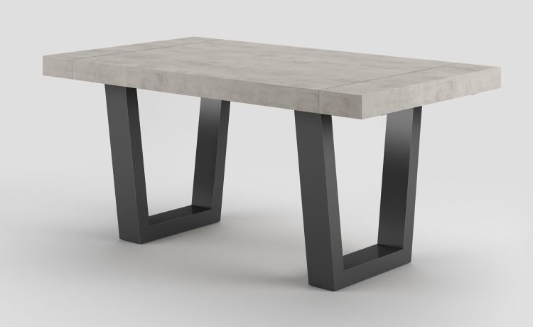Dual tavolo in pannello nobilitato colore cemento chiaro L140/220 cm-Le braccia di allungamento in legno di faggio-Grigio-Nobilitato-76 cmx140 cm