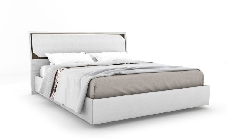 Krizia letto matrimoniale contenitore bianco-In similpelle e pannello