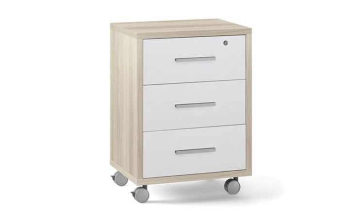 Work cassettiera 3 cassetti colore olmo--Legno chiaro-Melaminico-71 cmx51 cm