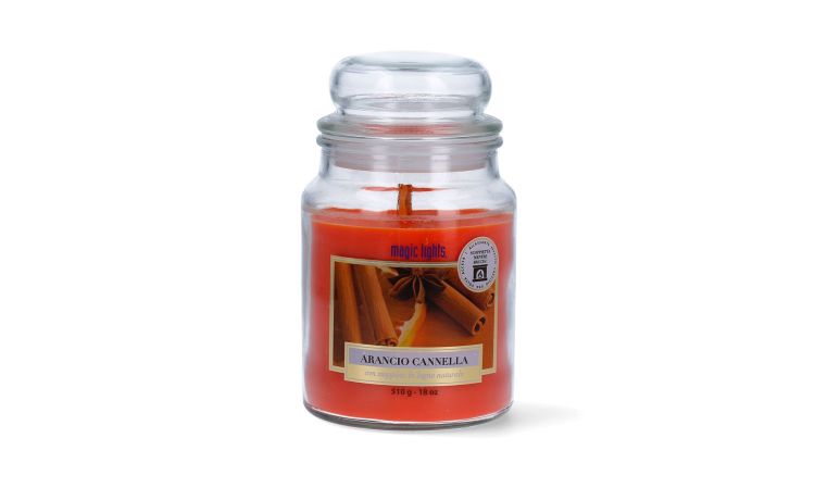 Giara candela aromatica arancio e cannella- -Rosso-Cera