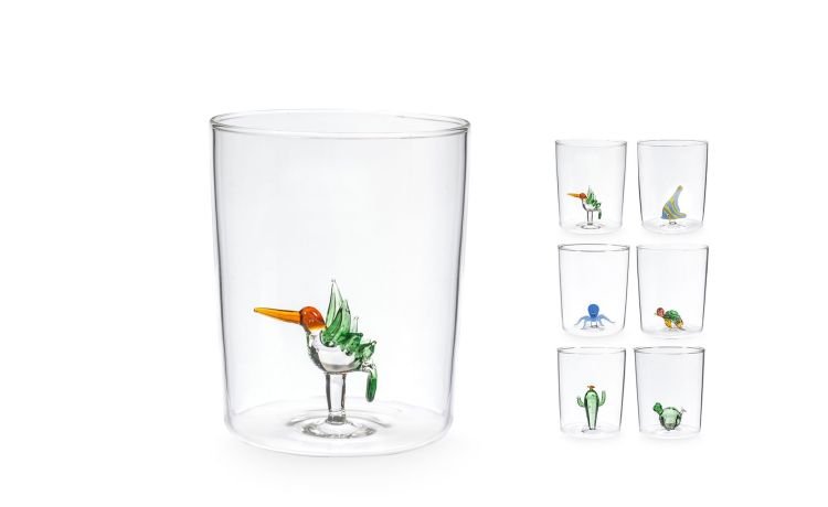 Miniatura bicchiere con figure in vetro 550 ml