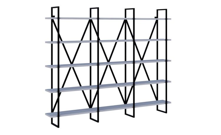Vela libreria 12 vani frassino ghiaccio--Legno bianco-Ferro-180 cmx220 cm