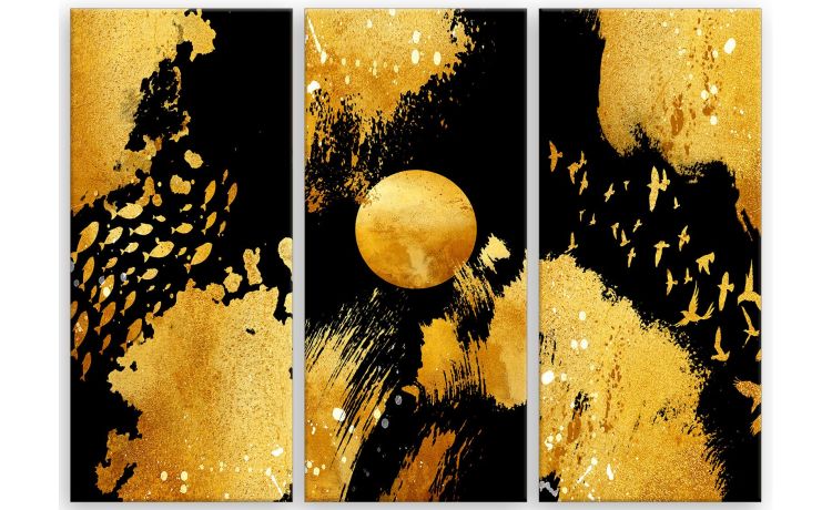 Gold Nature canvas 3 tele oro 150x100 cm--Oro-Canvas-100 cmx150 cm