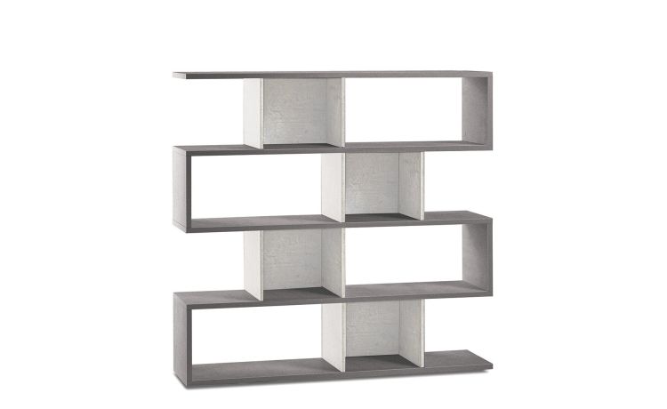 Book libreria a parete cemento/ossido bianco h144 cm--Bianco-Pannello melaminico-144 cmx150 cm