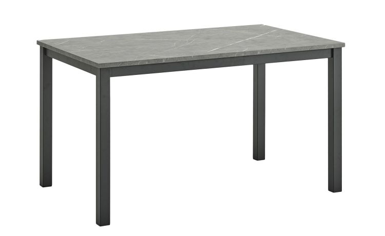 Ottawa tavolo allungabile nero opaco-Con piano in pannello melaminico pietra grigio-Grigio-Melaminico-76 cmx130 cm