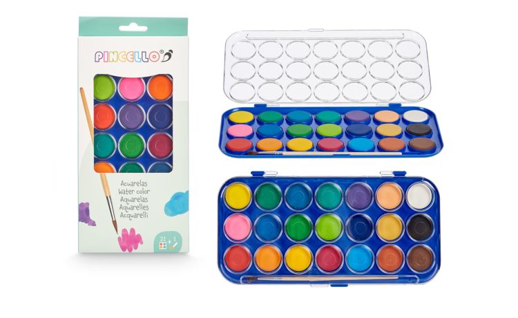 Confezione acquarelli 21 colori-con pennello