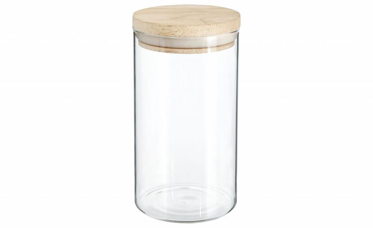 Wood barattolo in vetro con tappo in legno 1L - -Trasparente-Vetro