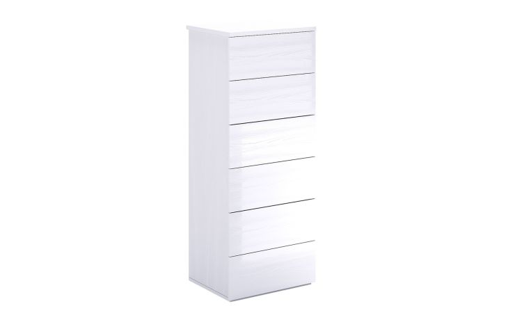 Mia settimino 6 cassetti bianco frassino-In pannello nobilitato-Bianco-Nobilitato-117 cmx48 cm